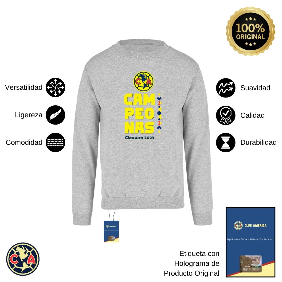 Sudadera Hombre América Campeonas Cl 2023