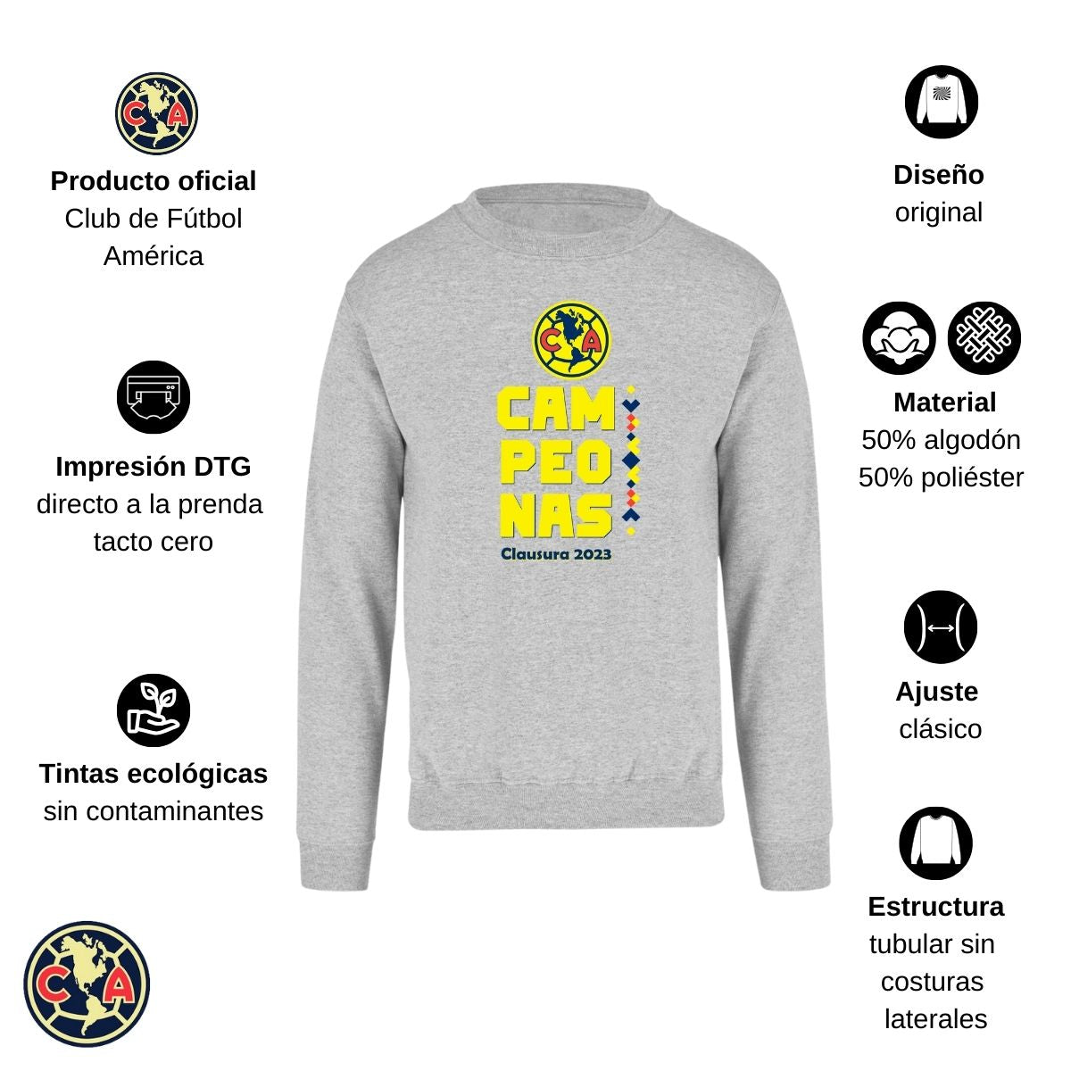 Sudadera Hombre América Campeonas Cl 2023