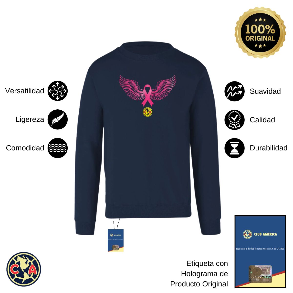 Sudadera Hombre América Vs Cáncer Mama