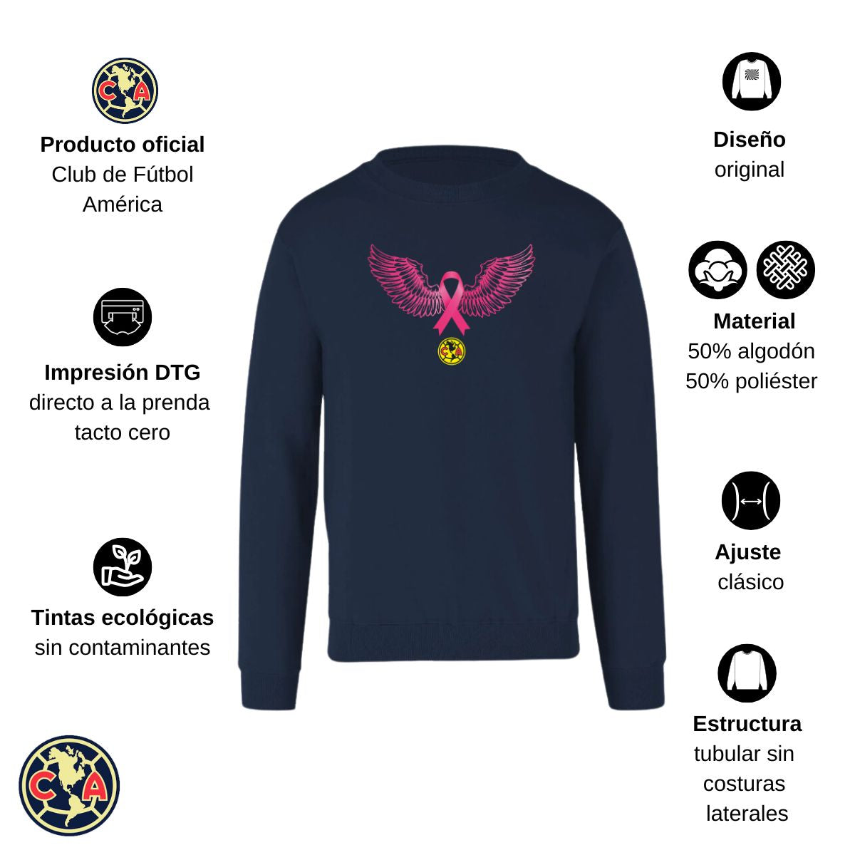 Sudadera Hombre América Vs Cáncer Mama