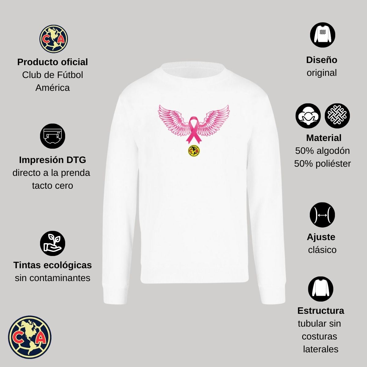 Sudadera Hombre América Vs Cáncer Mama