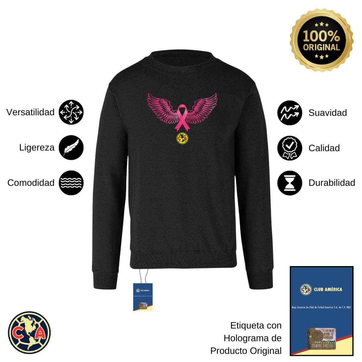 Sudadera Hombre América Vs Cáncer Mama