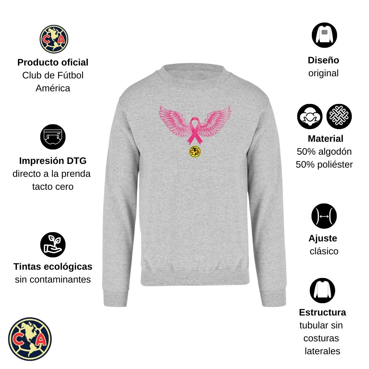 Sudadera Hombre América Vs Cáncer Mama