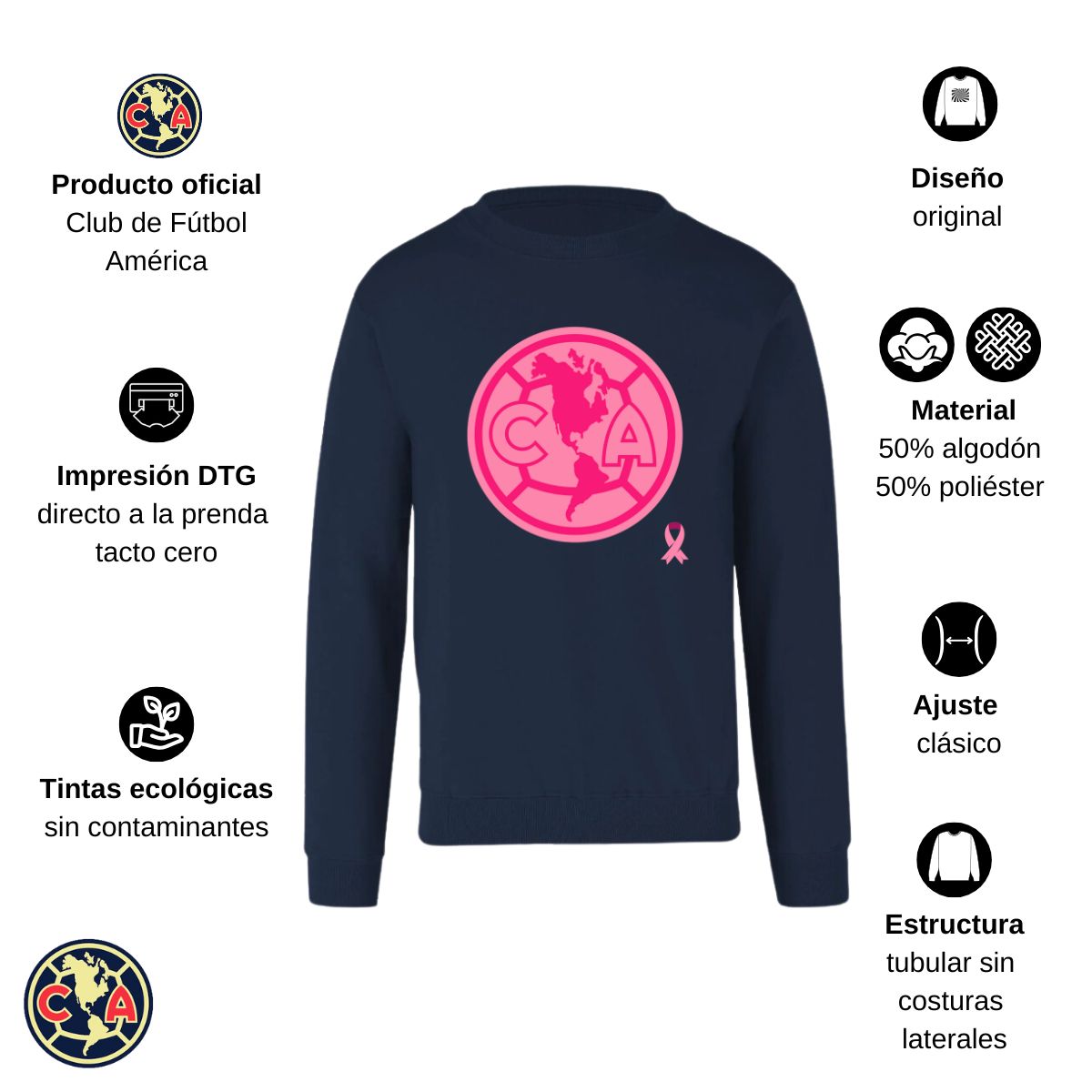 Sudadera Hombre América Logo Rosa