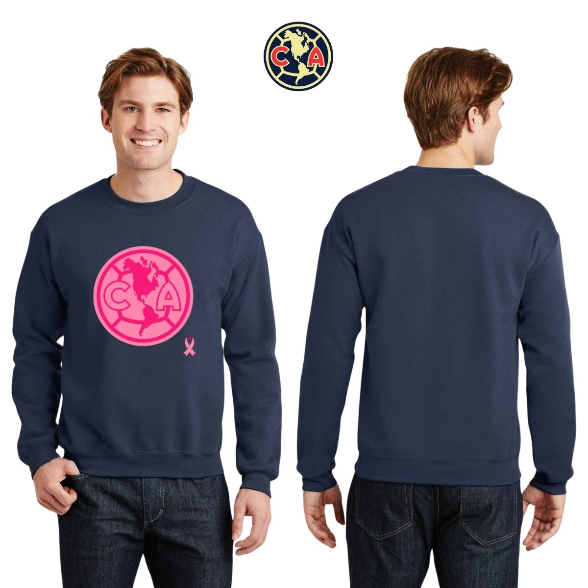 Sudadera Hombre América Logo Rosa