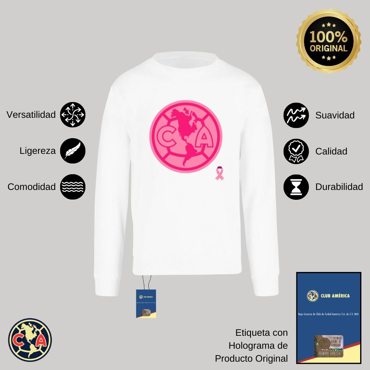 Sudadera Hombre América Logo Rosa