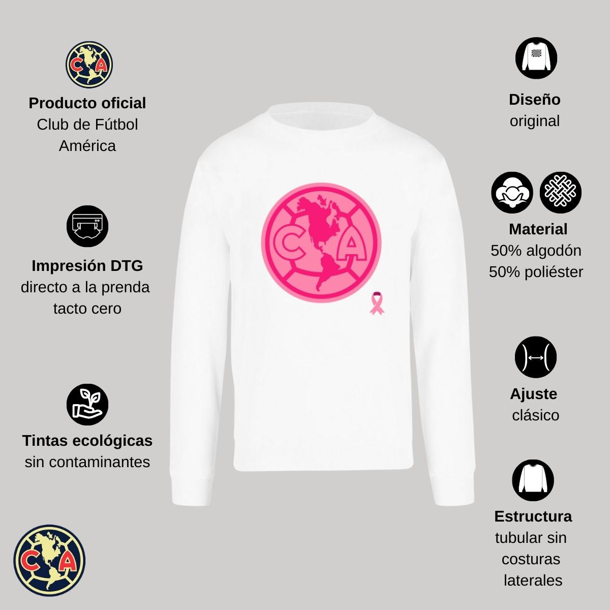 Sudadera Hombre América Logo Rosa