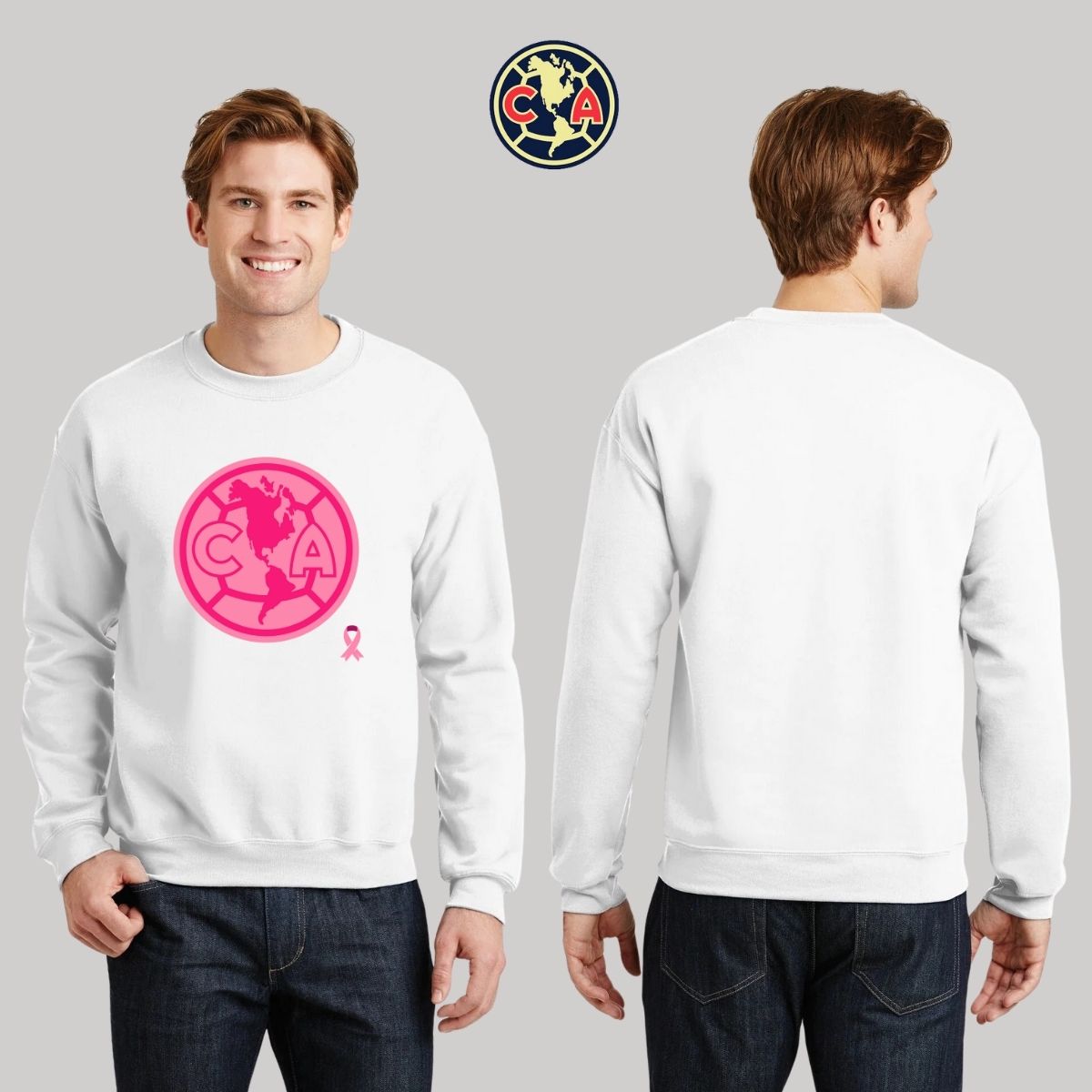 Sudadera Hombre América Logo Rosa