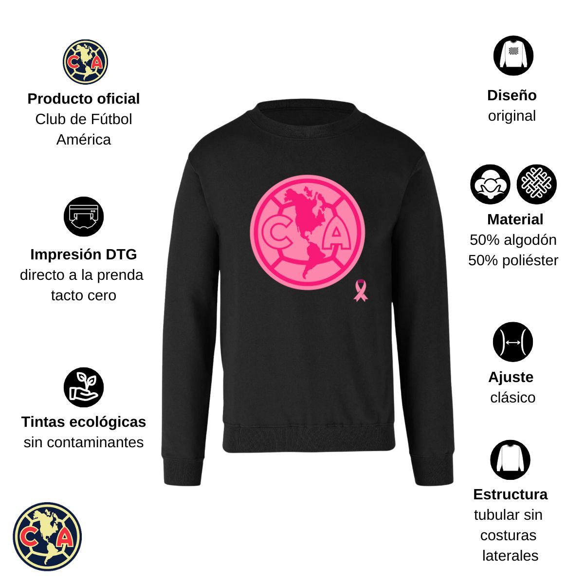 Sudadera Hombre América Logo Rosa