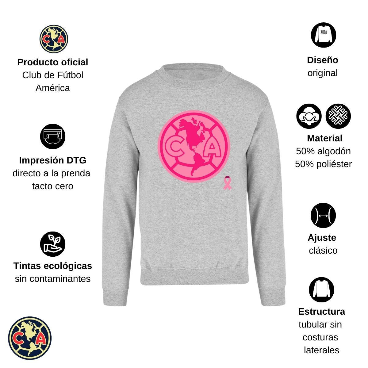 Sudadera Hombre América Logo Rosa