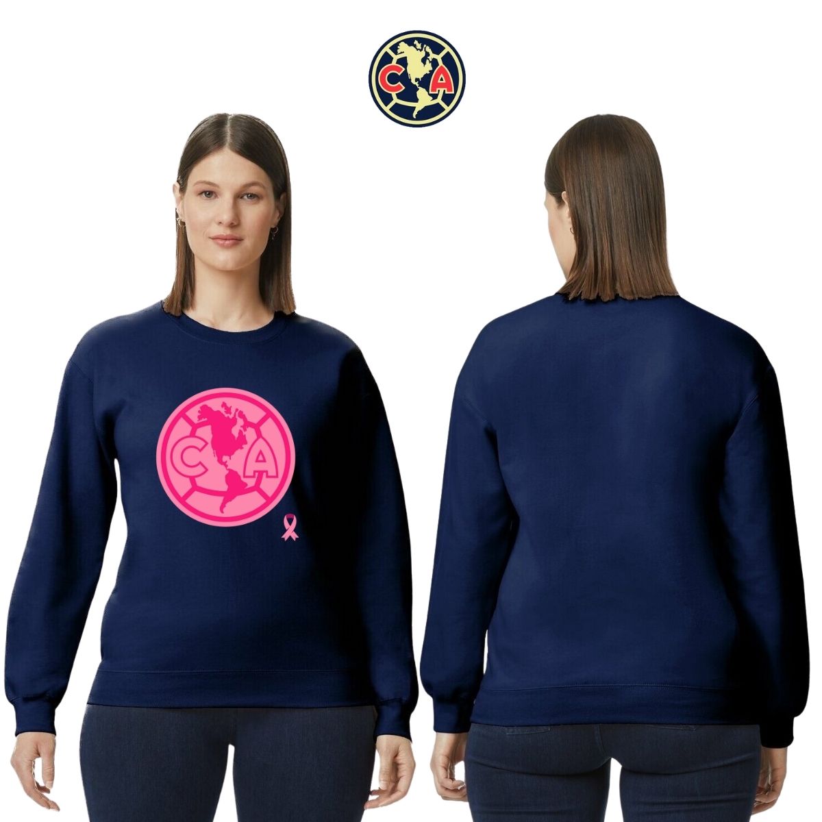 Sudadera Mujer América Logo Rosa