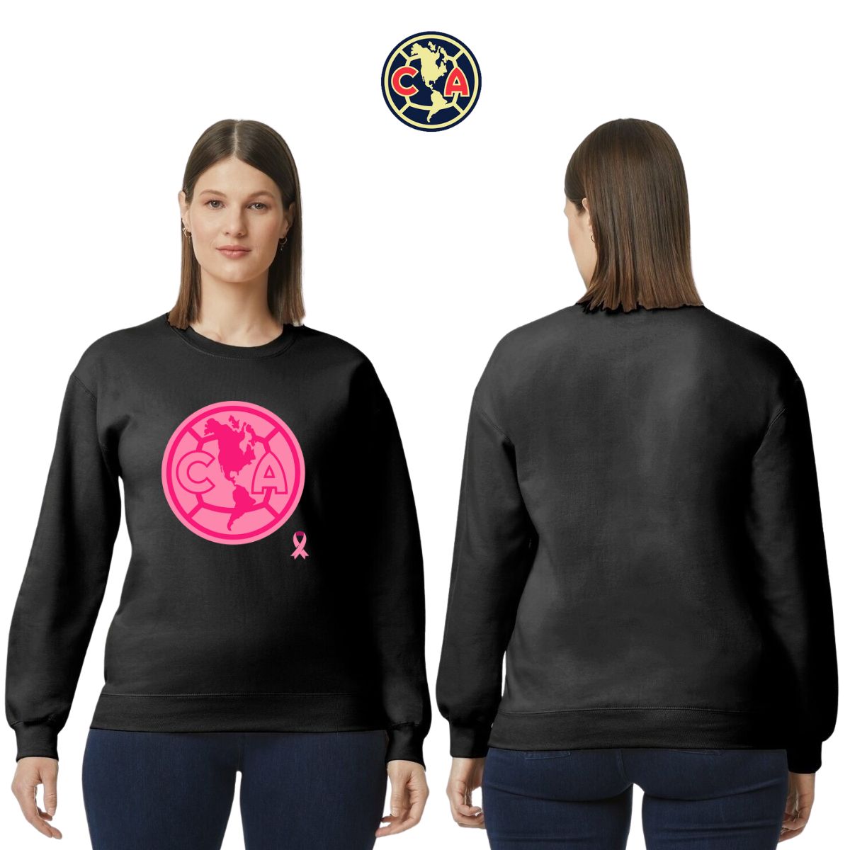 Sudadera Mujer América Logo Rosa