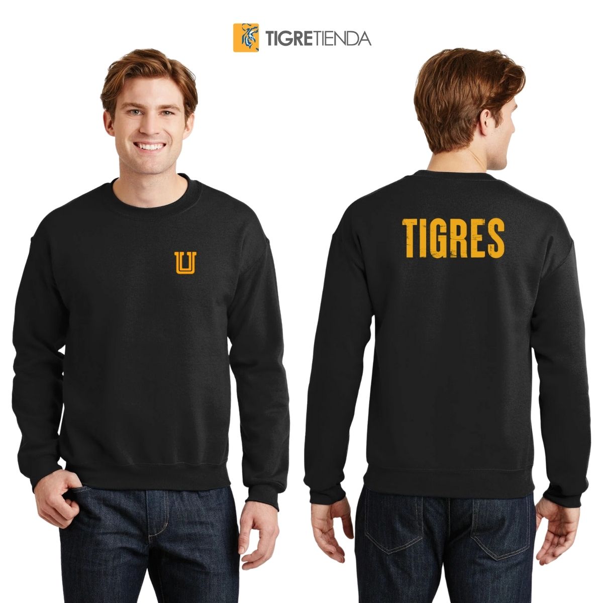 Sudadera Hombre Tigres UANL Logo U Amarillo