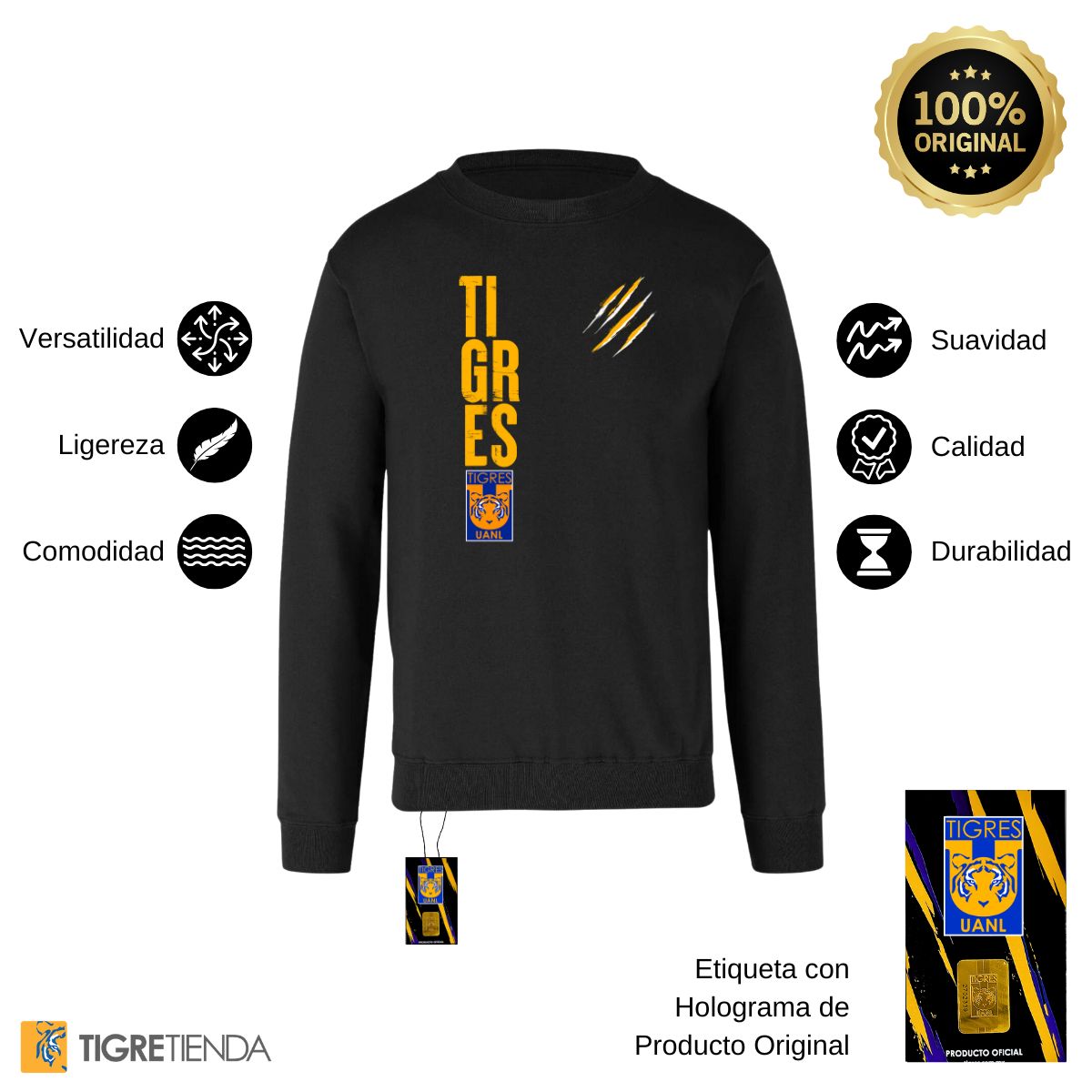 Sudadera Hombre Tigres UANL Tigres Rayas