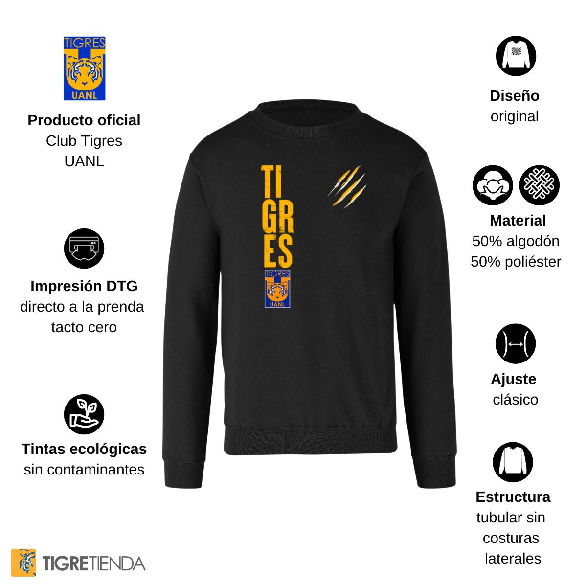 Sudadera Hombre Tigres UANL Tigres Rayas