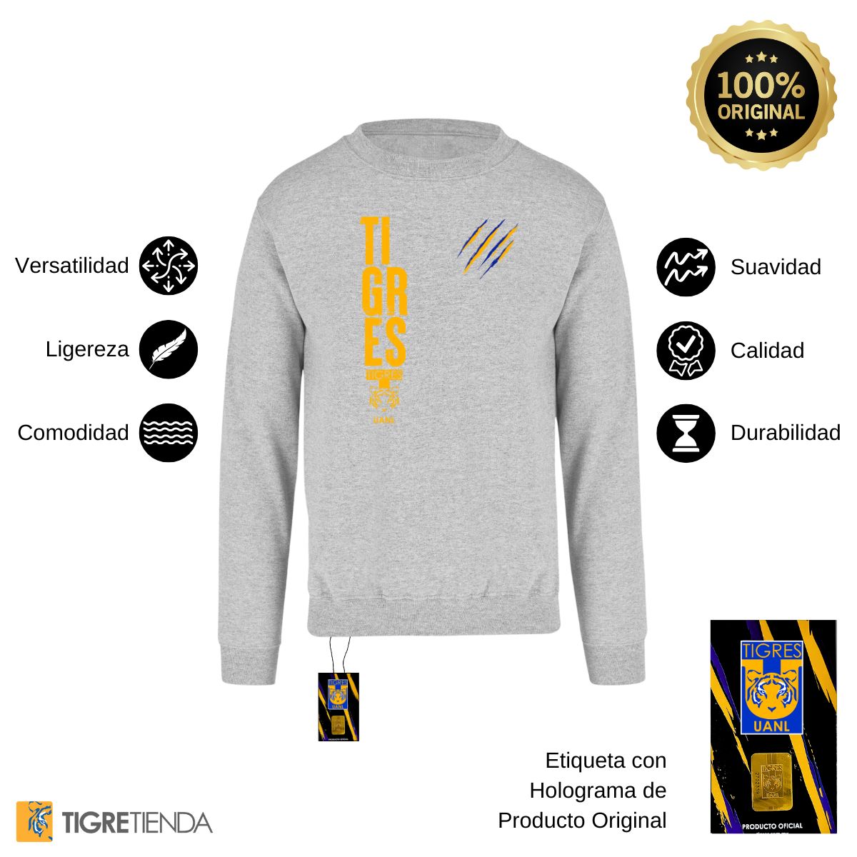 Sudadera Hombre Tigres UANL Tigres Rayas