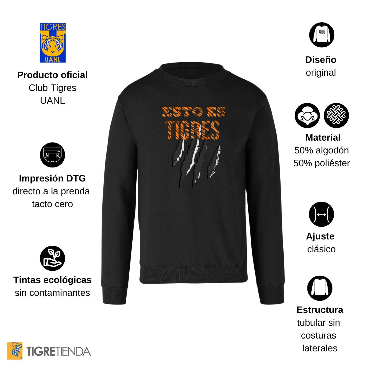 Sudadera Hombre Tigres UANL Esto es Tigres Zarpazo