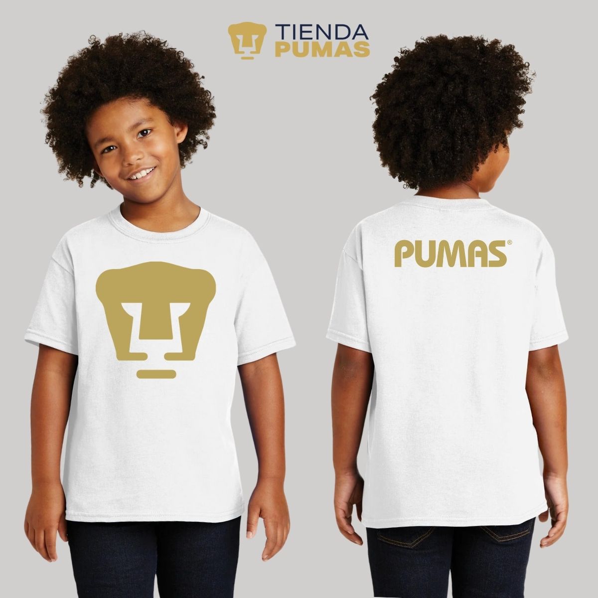 Playera Niños Pumas UNAM Logo Vinil Dorado