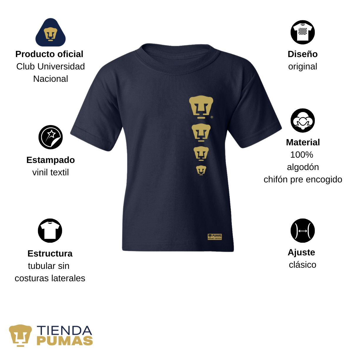 Playera Niños Pumas UNAM Ed Lmt 3 Vinil