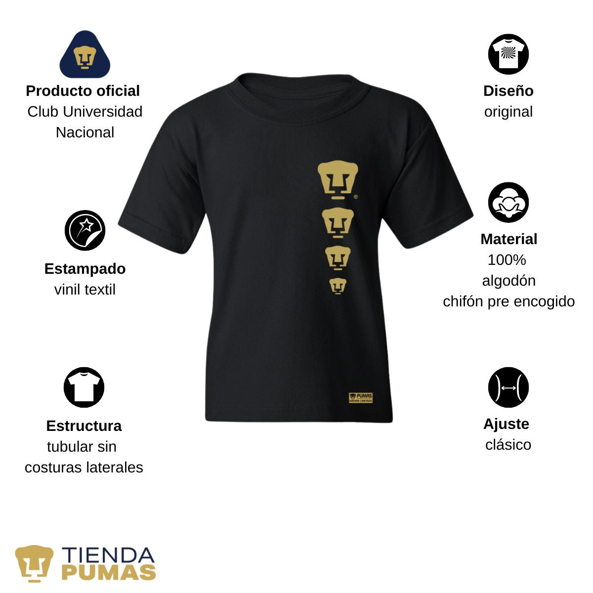 Playera Niños Pumas UNAM Ed Lmt 3 Vinil