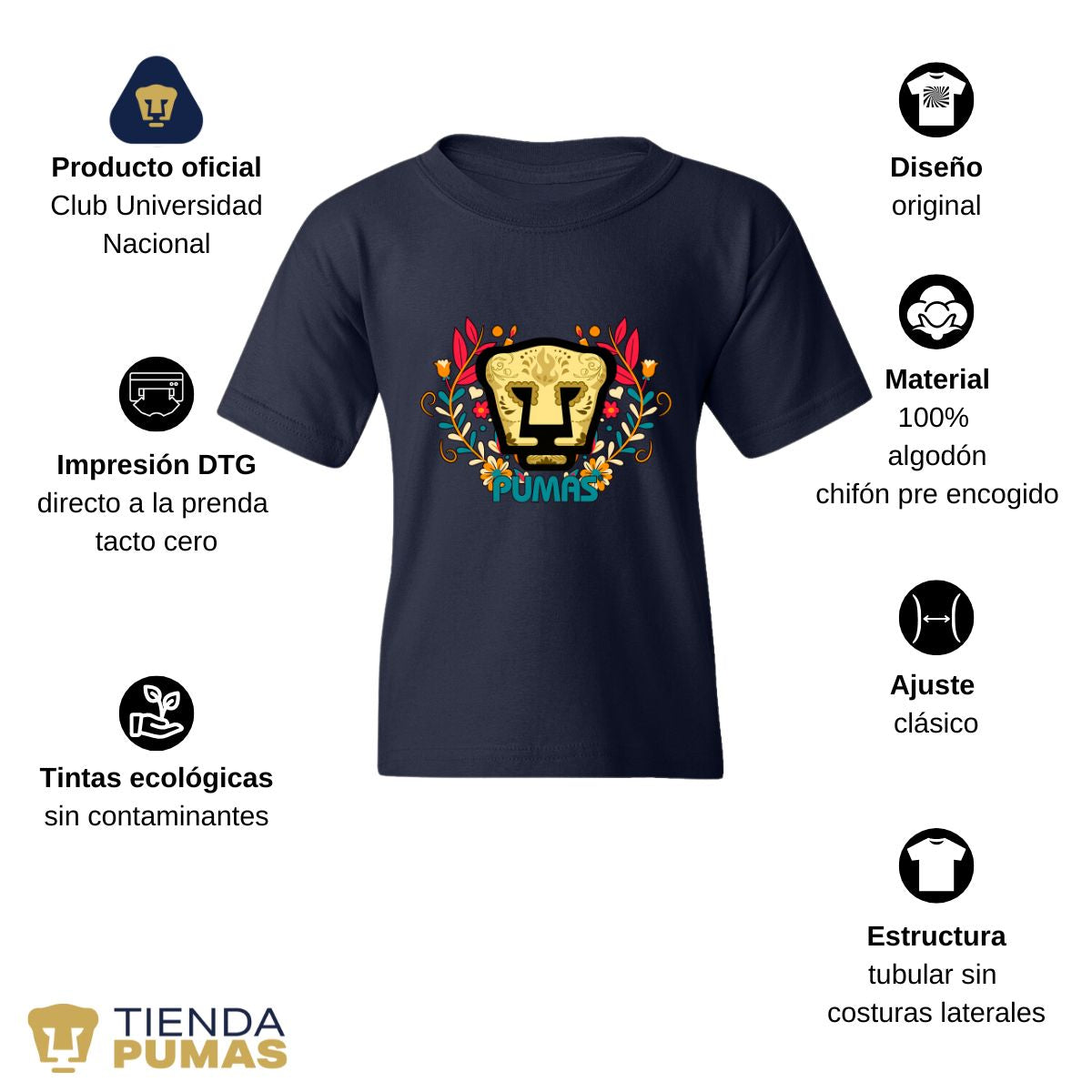 Playera Niños Pumas UNAM Día de Muertos