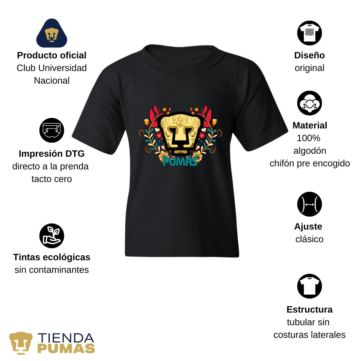 Playera Niños Pumas UNAM Día de Muertos