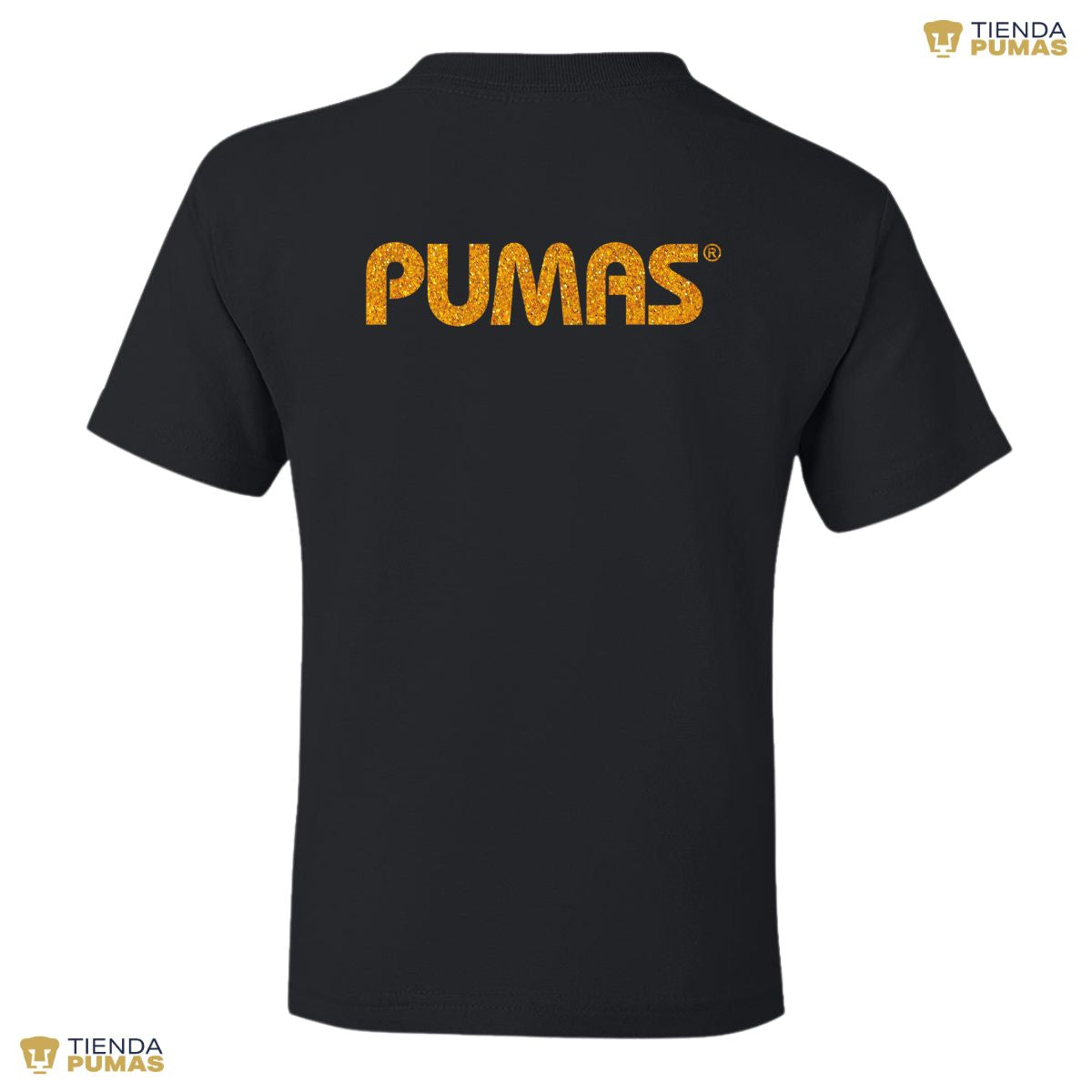 Playera Niños Pumas UNAM Logo Dorado Glitter Vinil