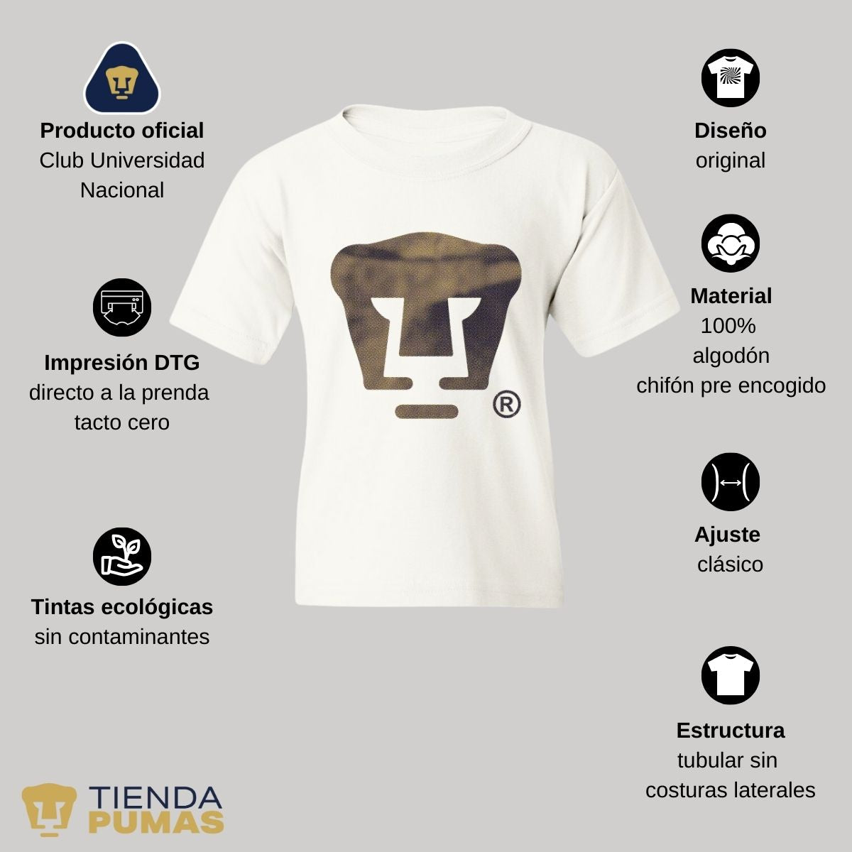 Playera Niños Pumas UNAM Logo fusión