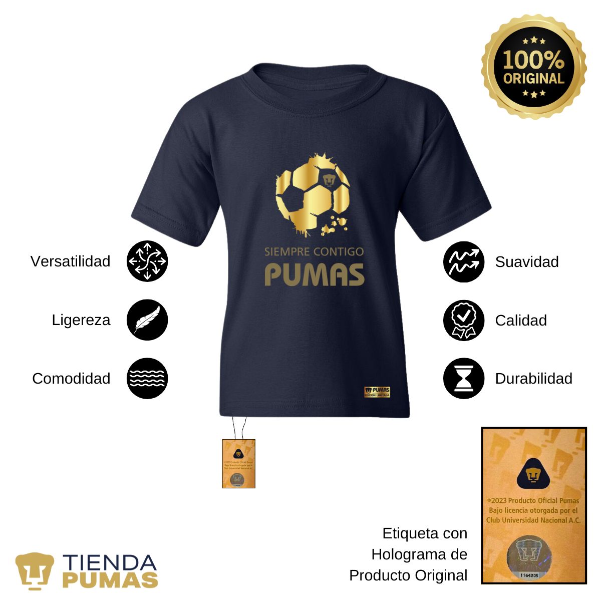 Playera Niños Pumas UNAM Ed Lmt 2 Siempre contigo