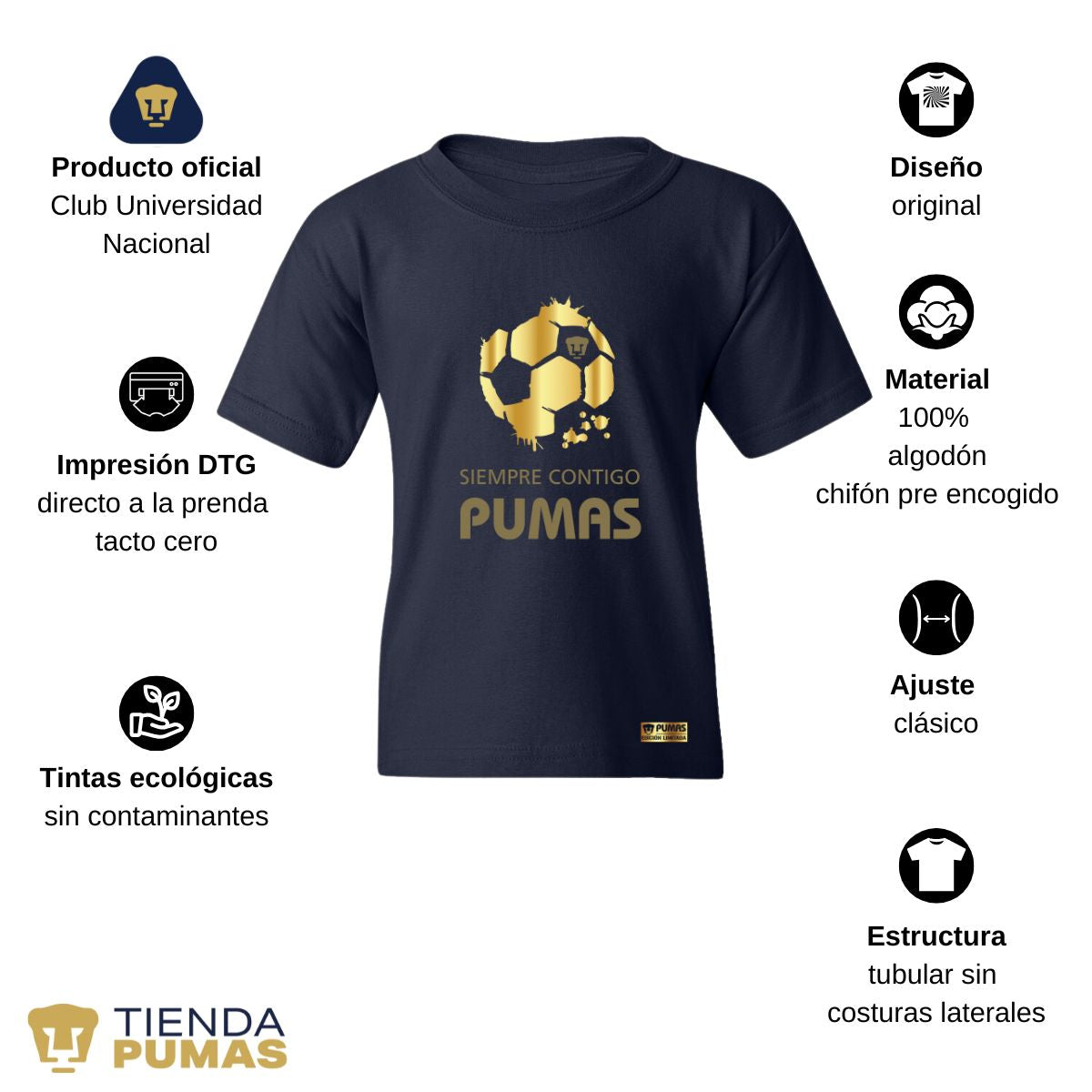 Playera Niños Pumas UNAM Ed Lmt 2 Siempre contigo