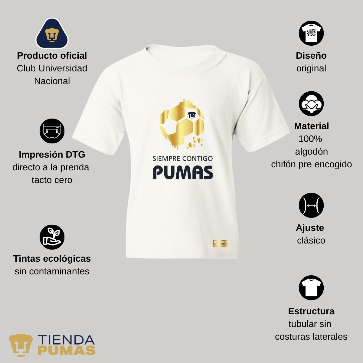 Playera Niños Pumas UNAM Ed Lmt 2 Siempre contigo