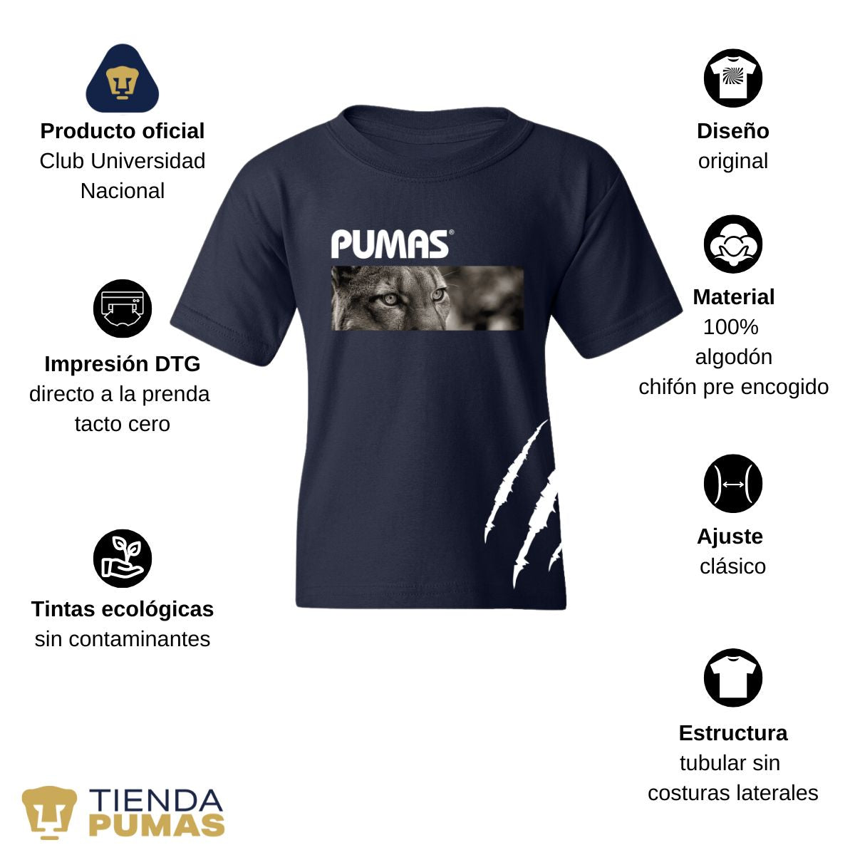 Playera Niños Pumas UNAM Enfoque