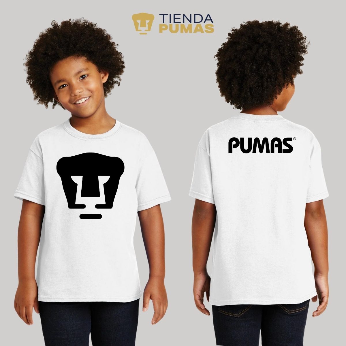 Playera Niños Pumas UNAM Logo Monocromático Vinil