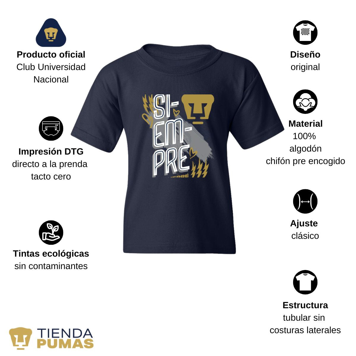 Playera Niños Pumas UNAM Siempre te querré