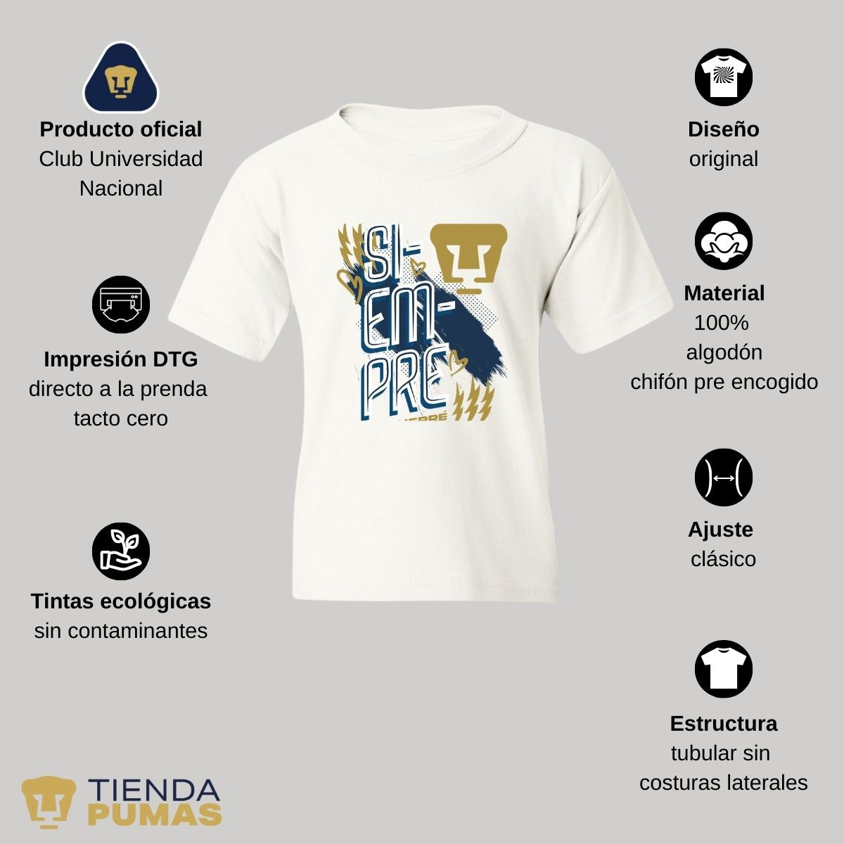 Playera Niños Pumas UNAM Siempre te querré