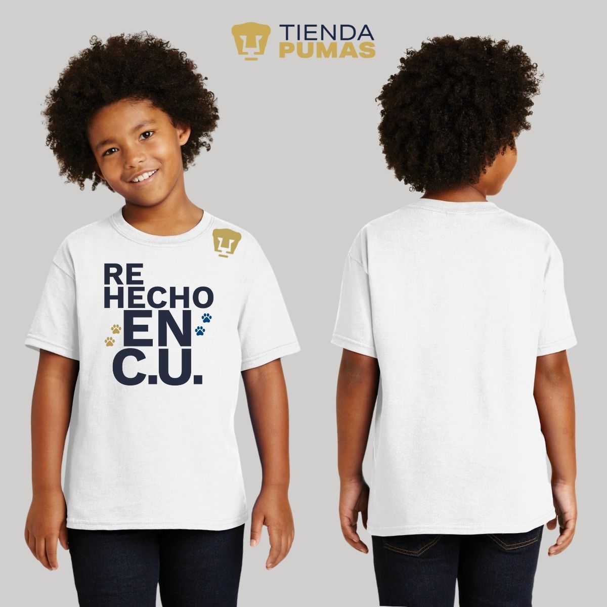 Playera Niños Pumas UNAM Re Hecho en C.U. DTG-Vinil