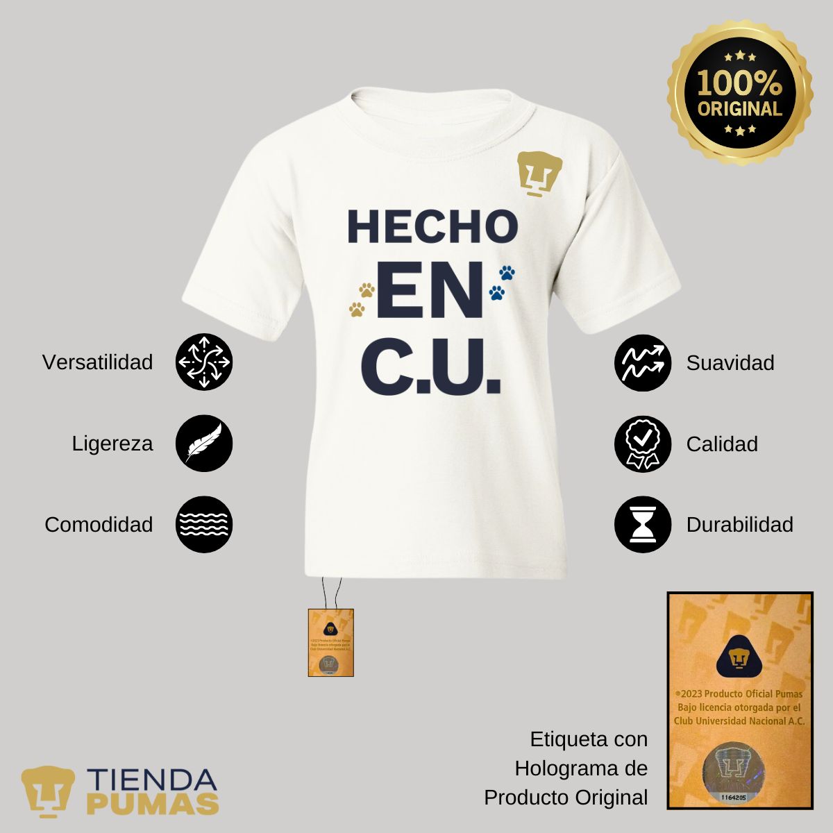 Playera Niños Pumas UNAM Hecho en C.U. DTG-Vinil