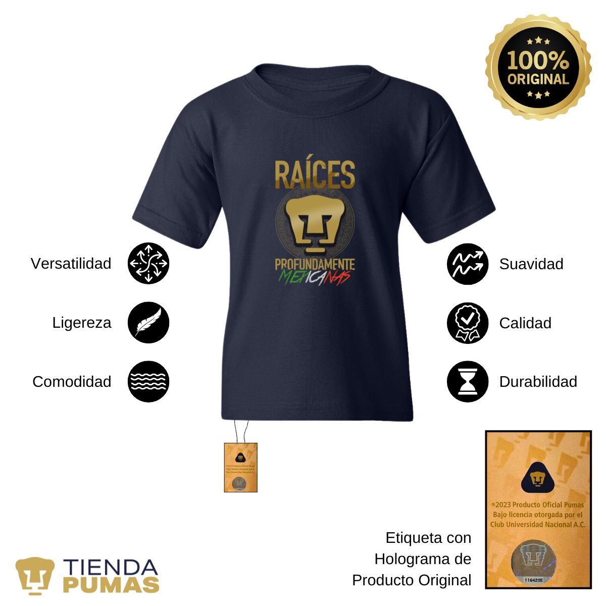 Playera Niños Pumas UNAM Raíces