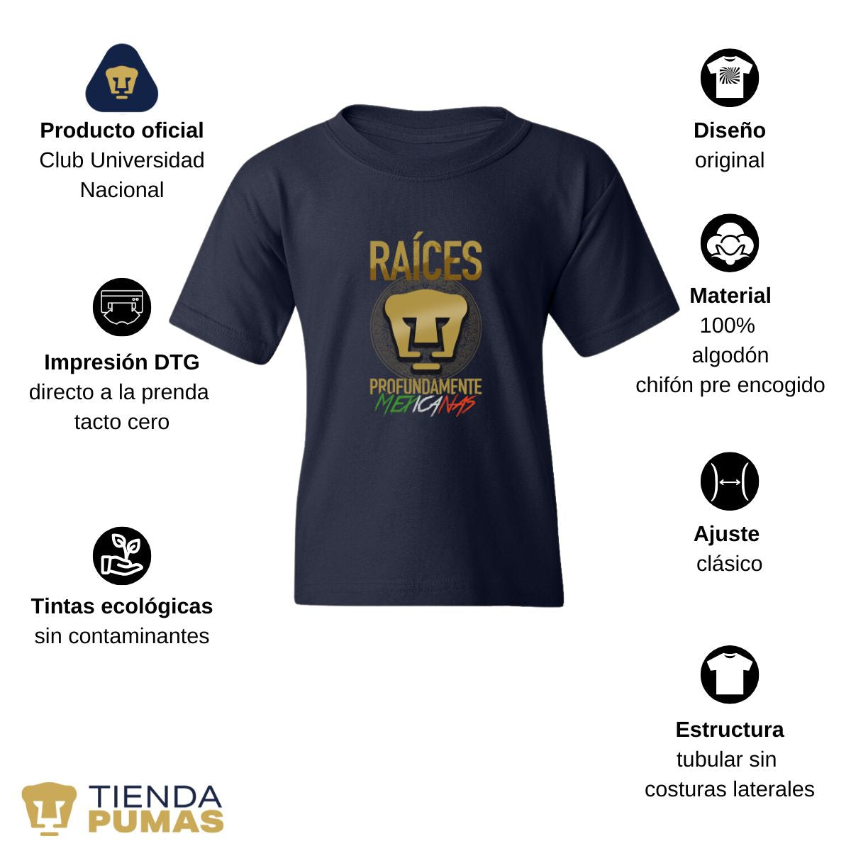 Playera Niños Pumas UNAM Raíces