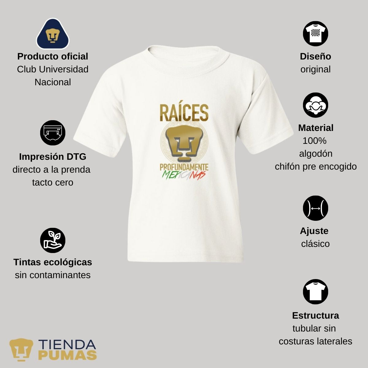 Playera Niños Pumas UNAM Raíces