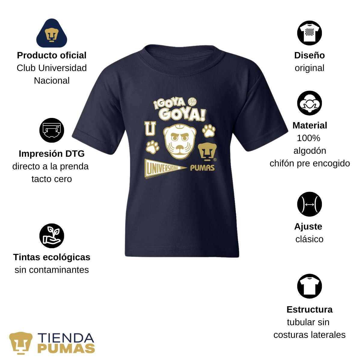 Playera Niños Pumas UNAM Goyo Universidad