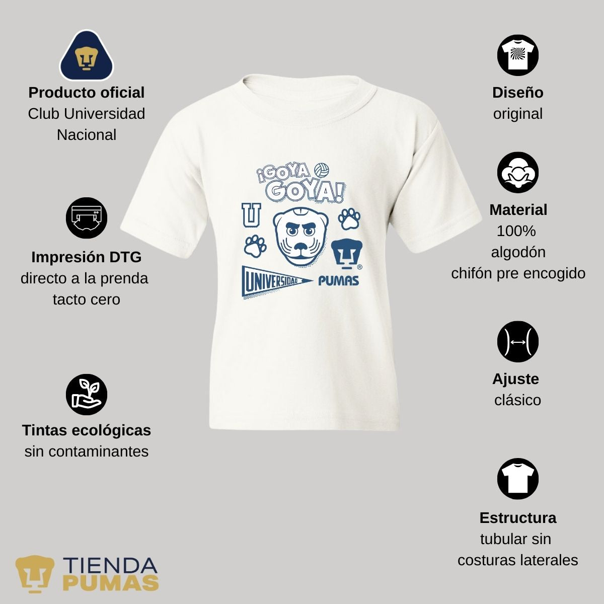 Playera Niños Pumas UNAM Goyo Universidad