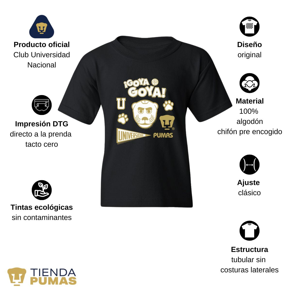 Playera Niños Pumas UNAM Goyo Universidad