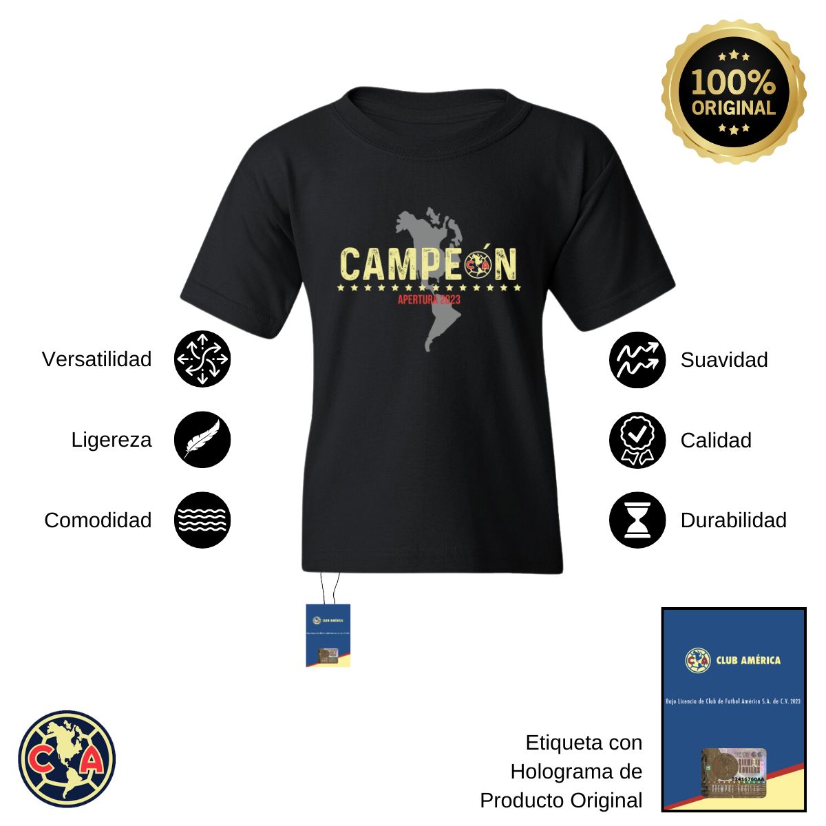 Playera Niños América Campeón AP 2023