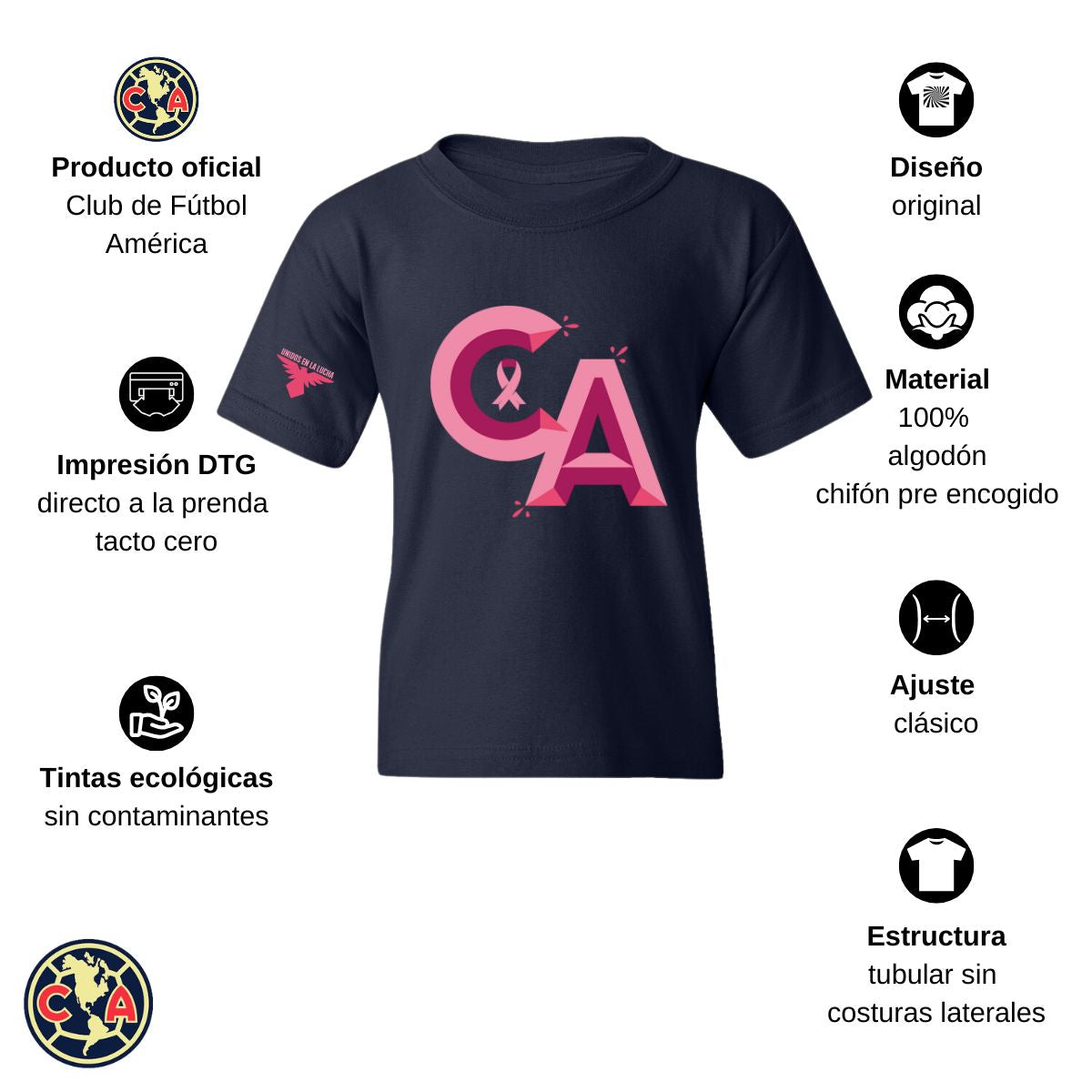 Playera Niños América Mes Rosa