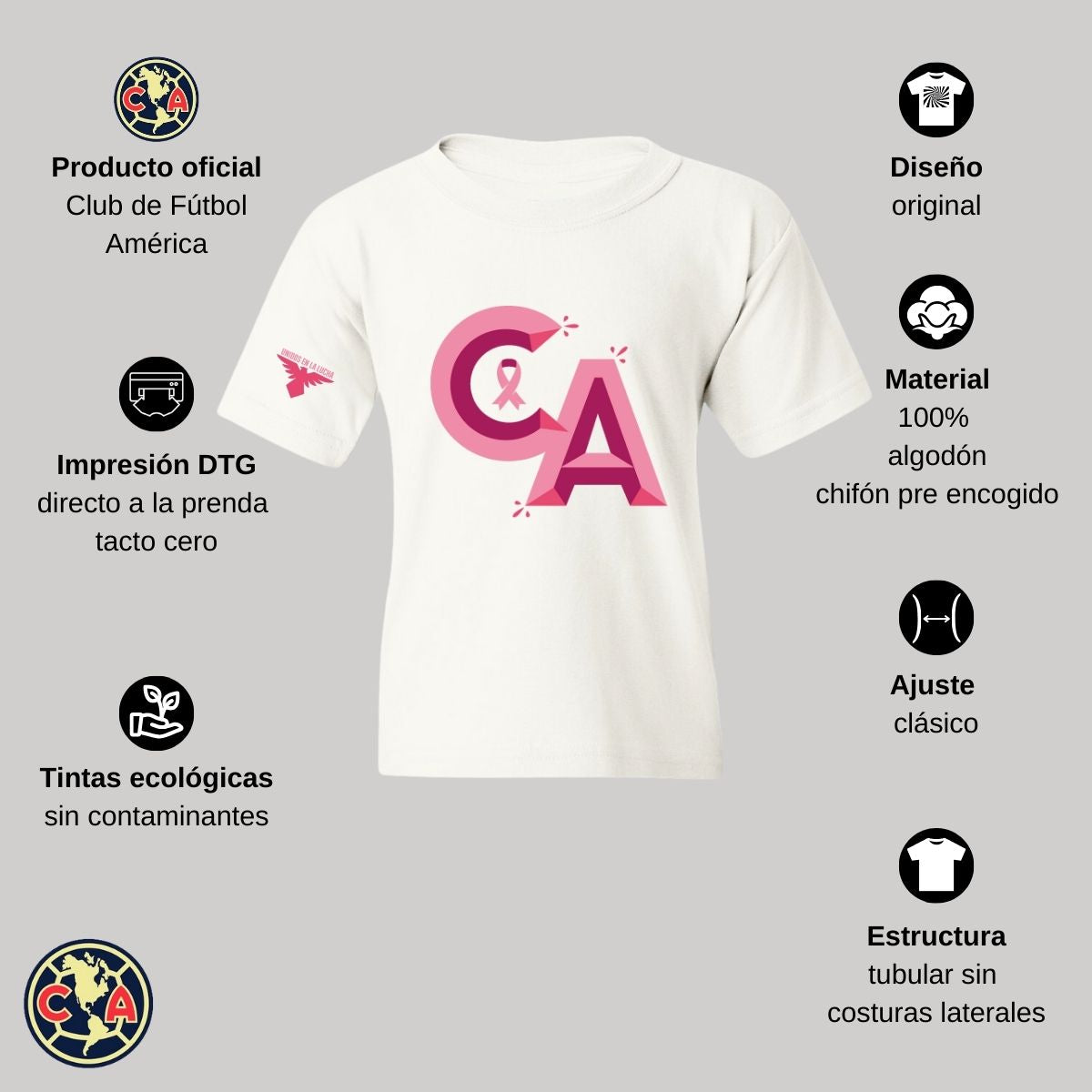 Playera Niños América Mes Rosa