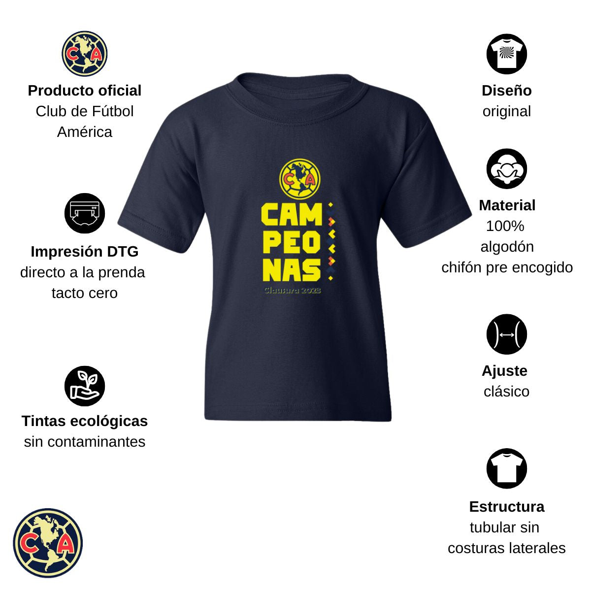 Playera Niños América Campeonas Cl 2023