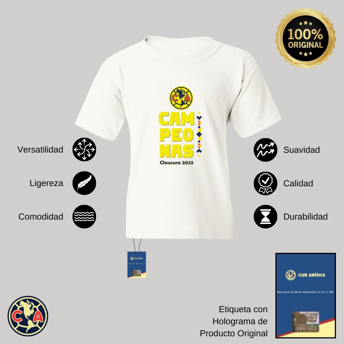 Playera Niños América Campeonas Cl 2023