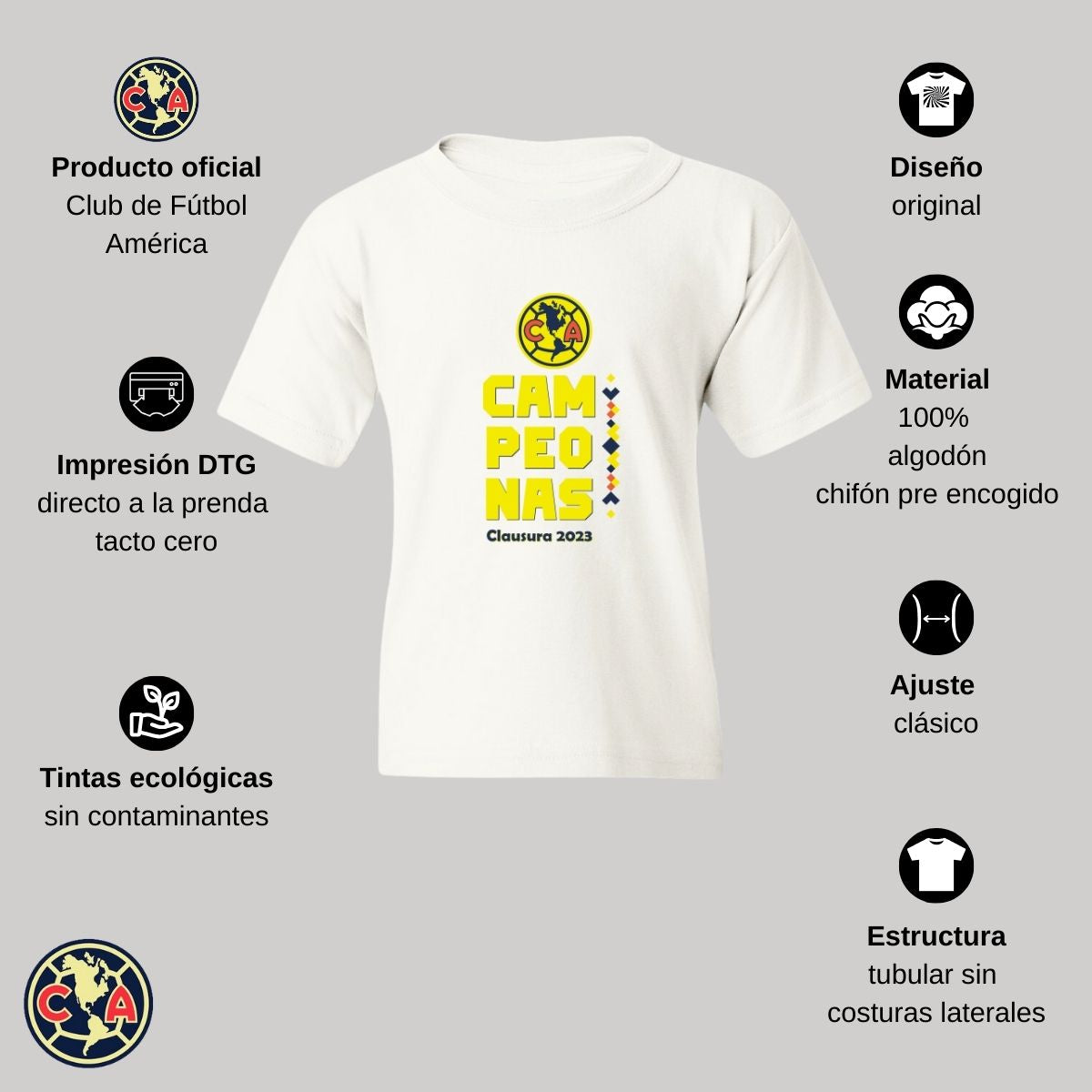 Playera Niños América Campeonas Cl 2023