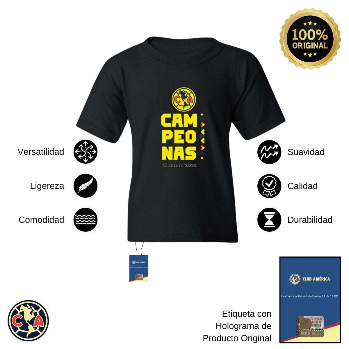 Playera Niños América Campeonas Cl 2023